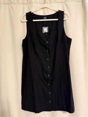 GAP Black Sleeveless Button-Down Mini Dress